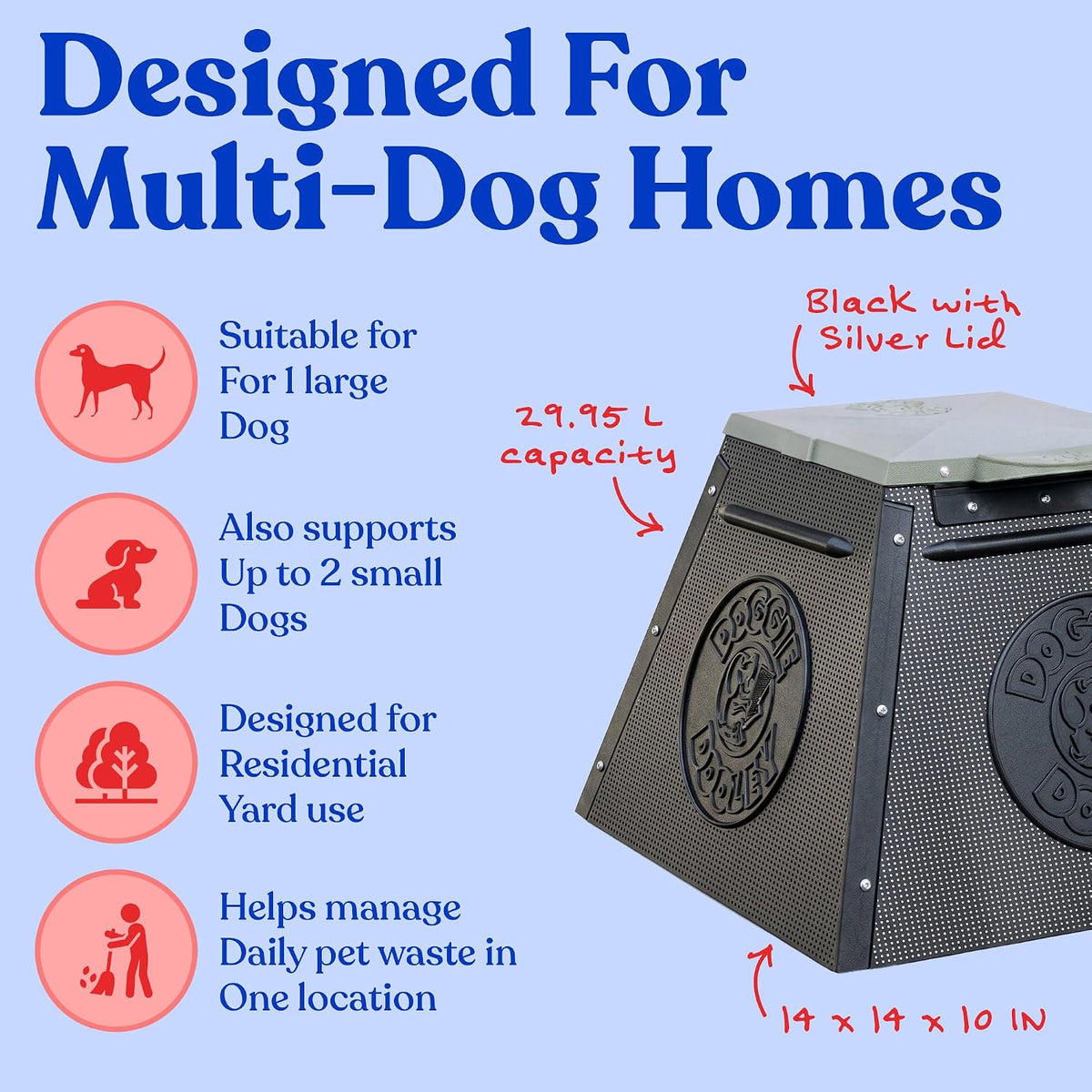 Doggie Dooley Pet Waste Digester, Black with Green - Medium / Leach Bed Style - image 3