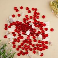 1LB Red Glass Marbles, Transparent and Smooth Flat Glass Beads for Vases, Mosaic Gem Pebbles for Aquarium Decor, Floral Arrangements, Mancala Stones, Vase Filler and Crafts (Approx. 80-100 PCS)