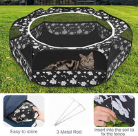 Pawaboo Small Animals Playpen, Waterproof Small Pet Cage Tent with Zippered Cover, Portable Outdoor Yard Fence with 3 Metal Rod for Chick/Kitten/Puppy/Guinea Pig/Rabbits/Hamster/Chinchillas, Magnolia