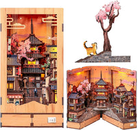Fsolis Book Nook Kit Booknook Bookshop - Twilight Sakura Path