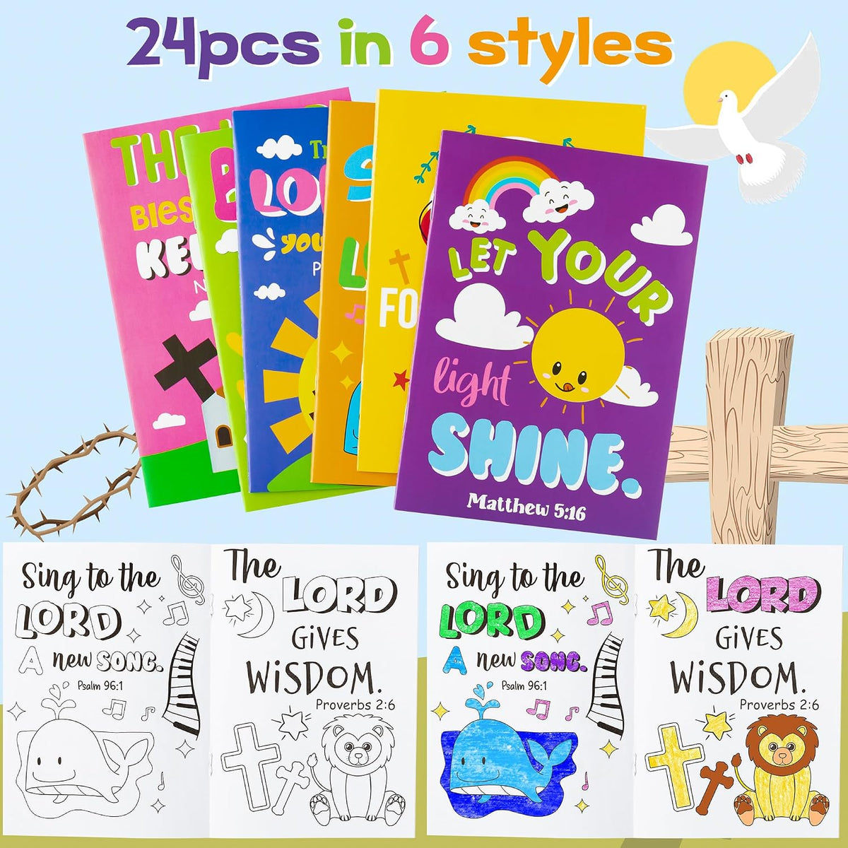24Pcs Bible Coloring Books Religious Theme DIY Color-in Pages – Fun for Kids & Family - Bible - Style Aa - image 2