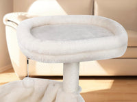 YUNIQUE Cat Tree with Cat Condo and Big Hammock, Grey – Essentials for Cats - 39.4'' Beige - image 4
