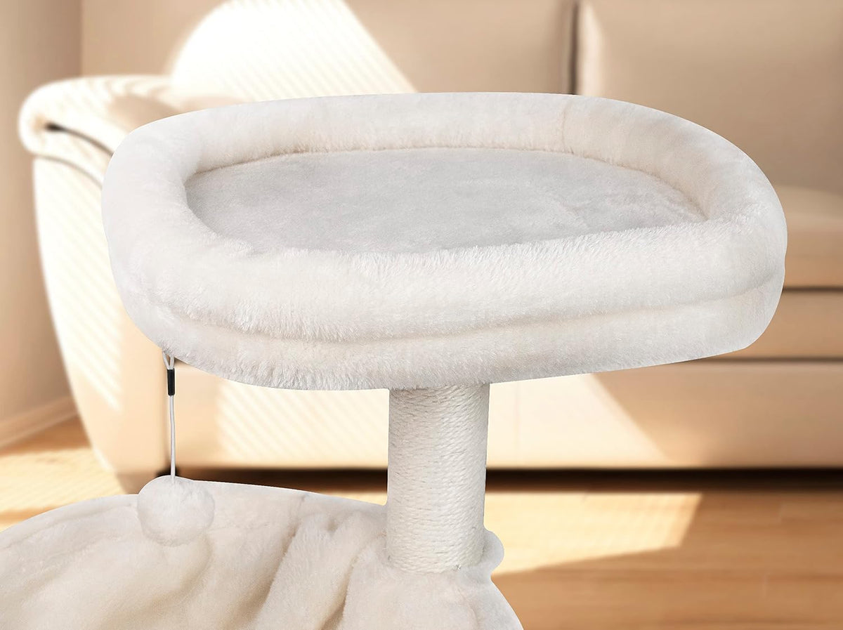YUNIQUE Cat Tree with Cat Condo and Big Hammock, Grey – Essentials for Cats - 39.4'' Beige - image 4