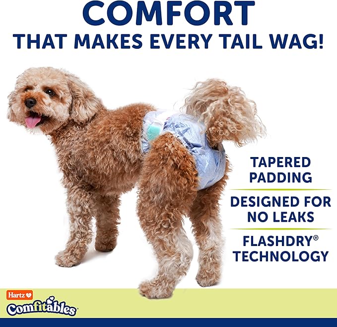 Hartz Disposable Dog Diapers, Size M 32 count, Comfortable & Secure Fit, Easy to Put On