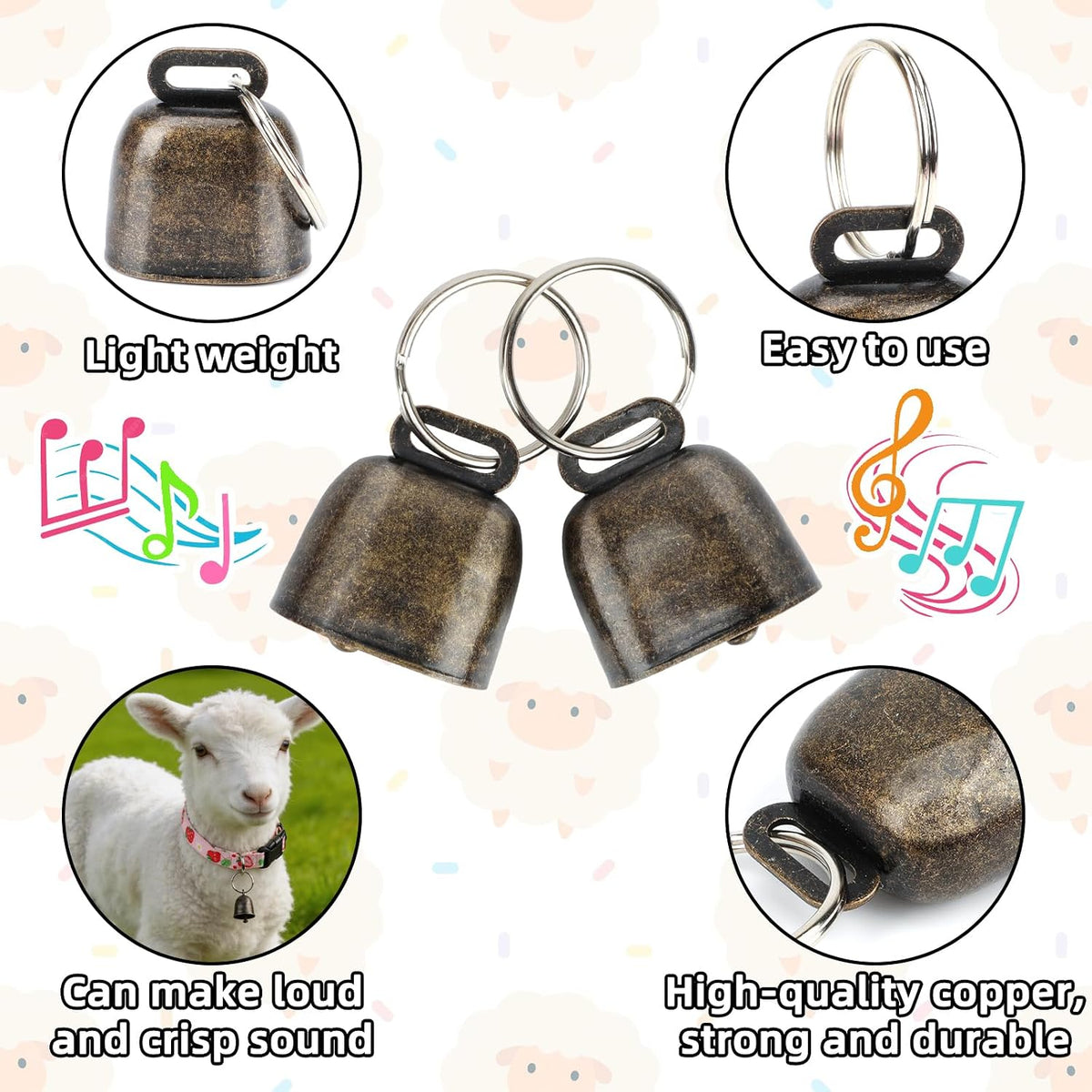 5 Pack Reflective Goat Collars with Bells, Anti-Lost Pet Collar - fruit Multi-colored - image 4