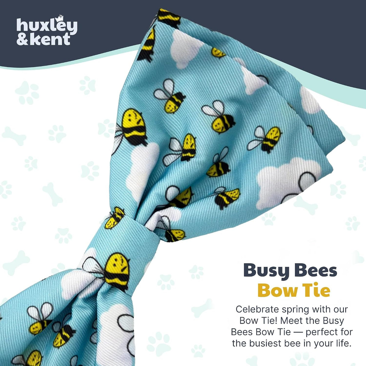 Huxley & Kent Pet Bow Tie for Dogs & Cats - Busy Bees / Large - image 2