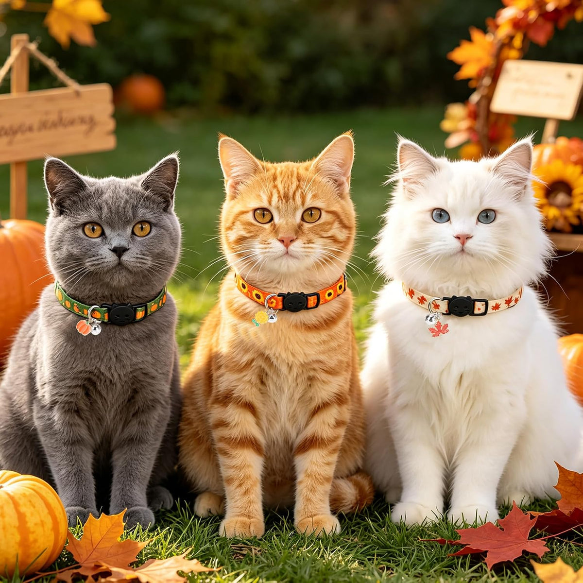 PUPTECK Halloween Cat Collar Breakaway with Bells, Kitten Outfit – Essentials for Cats - Orange / NECK (7.87"-11.8") - image 3