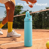 Insulated Water Bottle with Straw Stainless Steel Water Bottle, Leak-Proof, BPA-Free, Double Wall Vacuum Keeps Cold for 24 Hours for Sports, Travel, School (32 oz, Aquamarine Blue)