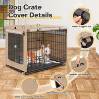 Dog Crate Cover, Kennel Covers Fit for 30 Inch Dogs Crate - Beige (with left window) / 24 Inch - image 3
