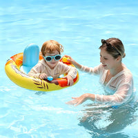 Inflatable Baby Swimming Float with Safety Seat Fun Swimming Pool - Yellow