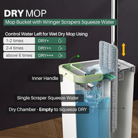 JOYMOOP Mop and Bucket Set with Wringer, Flat Mops for Floor Cleaning, Wall Mop Cleaner with Long Handle, Hardwood Floor Mop with 6 Microfiber Pads