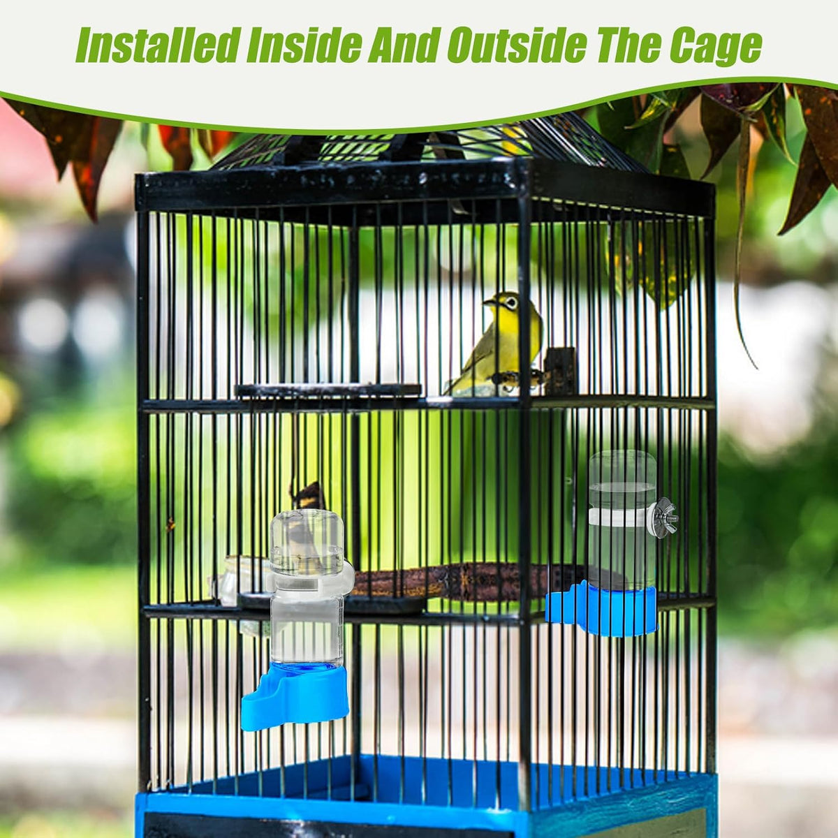 2 Pack Automatic Bird Cage Water Dispenser - Blue / 2PCS Water Dispenser - image 3