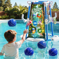NIPLOOOW Pool Basketball Hoop - 4-in-1 Floating Basketball Hoop-Blue - image 2