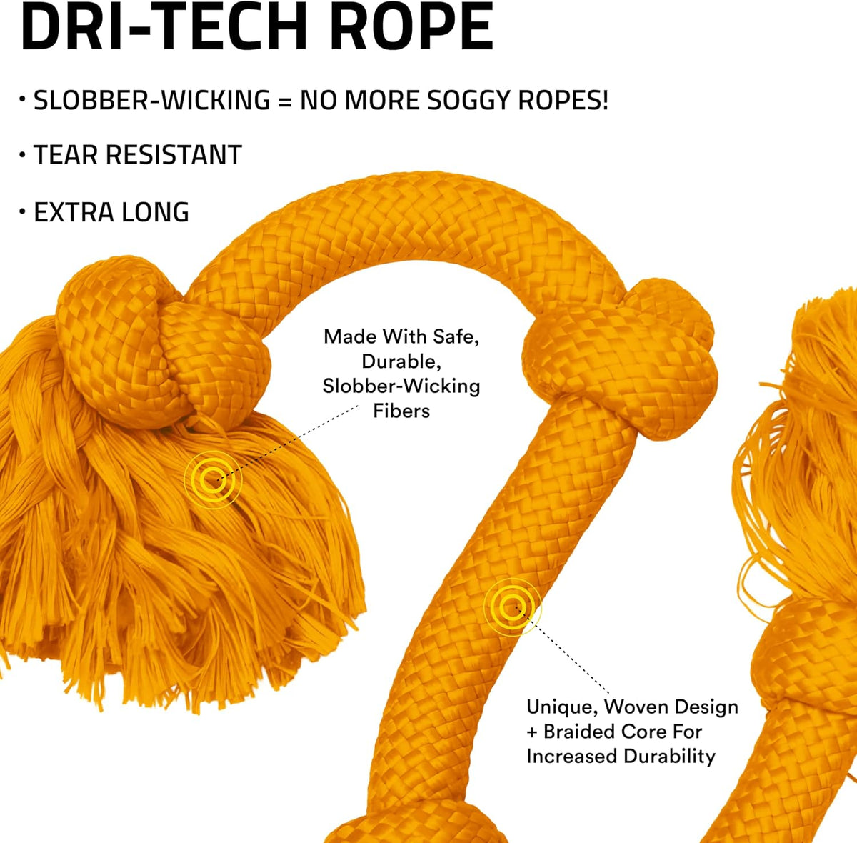 Playology Tug Rope Dog Toys for Large Dogs, Peanut Butter Scent - Mega / Cheddar Cheese - image 2