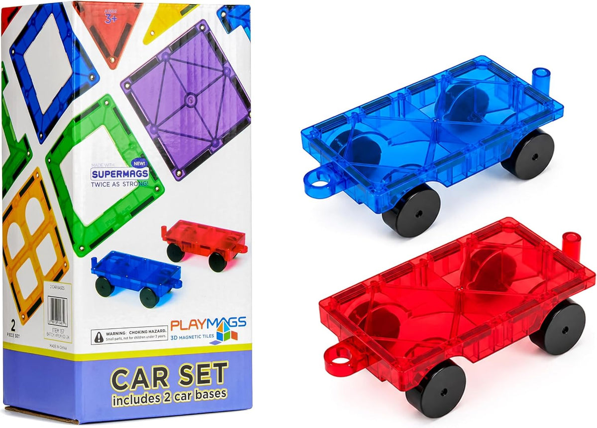 Playmags Large Magnetic Figures Community Set of 15 Pieces - 3. Add-On 2-Piece Car Set