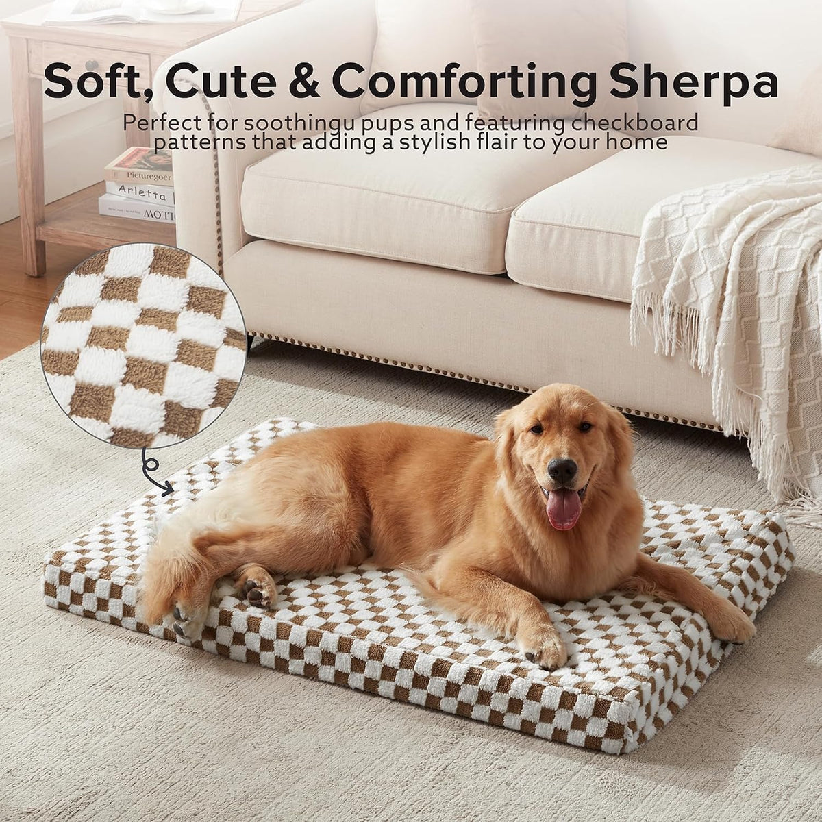 JOEJOY Dog Bed for Large Dogs - M (30x20) / Brown - image 2