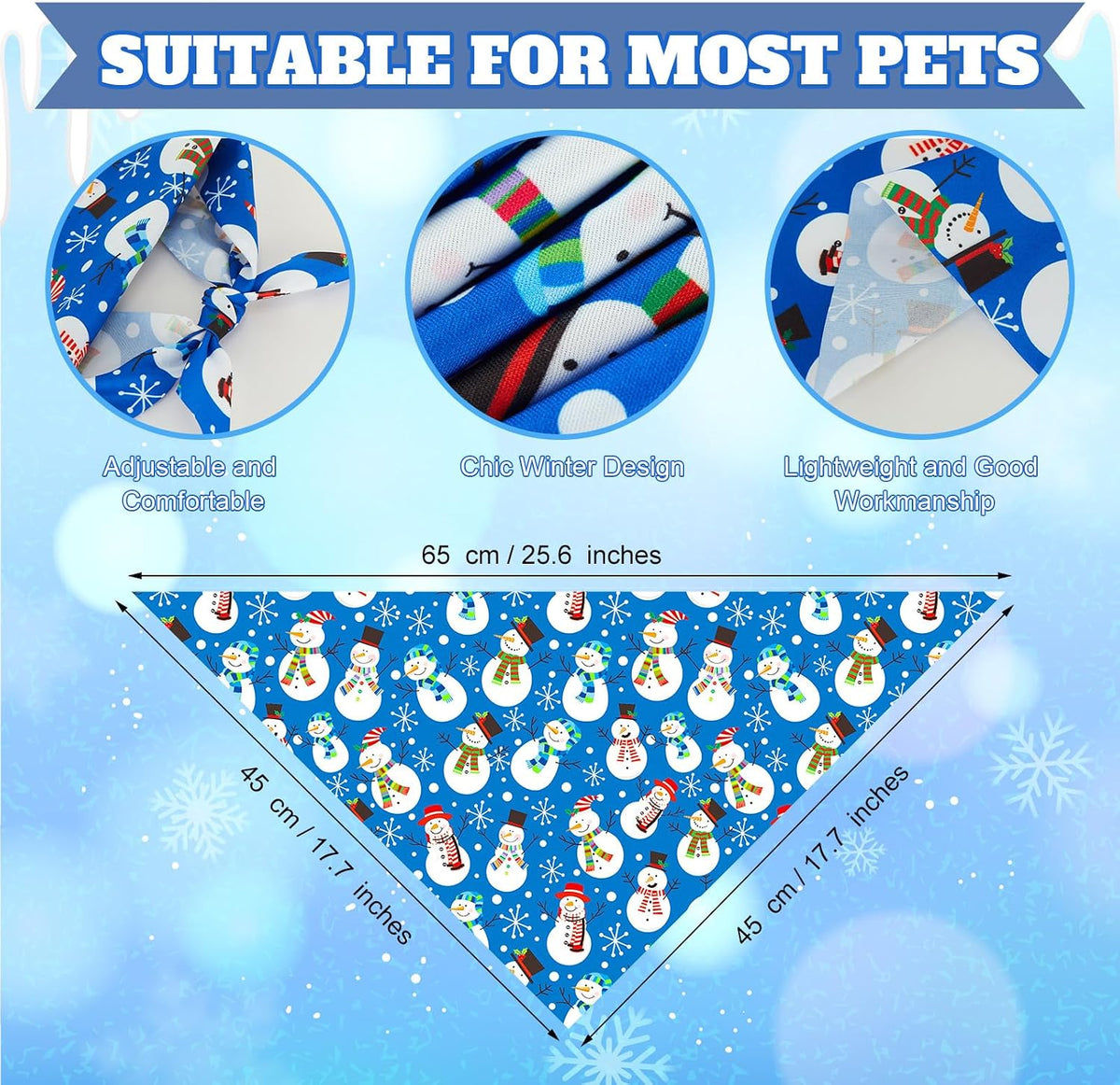 Preboun 100 Pcs Fall Paw Print Dog Bandanas Bulk - Winter / 25.6 x 17.7 x 17.7 Inch - image 3
