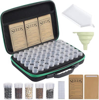 Seed Storage Box, Portable Seed Saving Box, Sturdy Seed Organizer Kit Seed Envelopes Funnel Label, Seed Container for Flower Plants Vegetable Seed, M-60 Slots