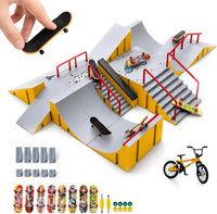 RNGODO 14-in-1 fingerboard skatepark set with ramps, rails, 8 finger skateboards and finger bike