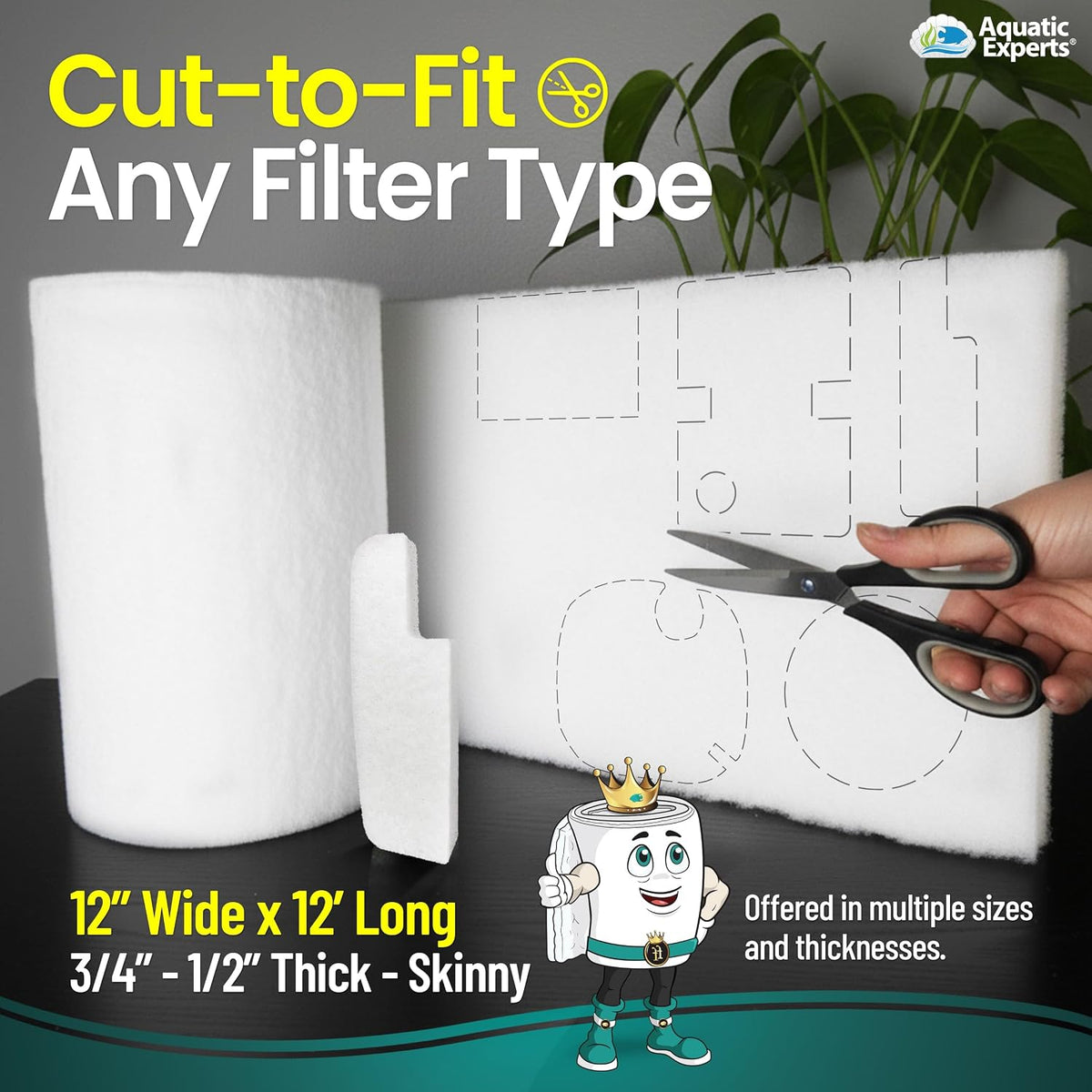 Aquatic Experts Aquarium Filter Floss for Fish Tank Filters - Skinny / 12 Inch Wide x 12 Feet Long - image 2
