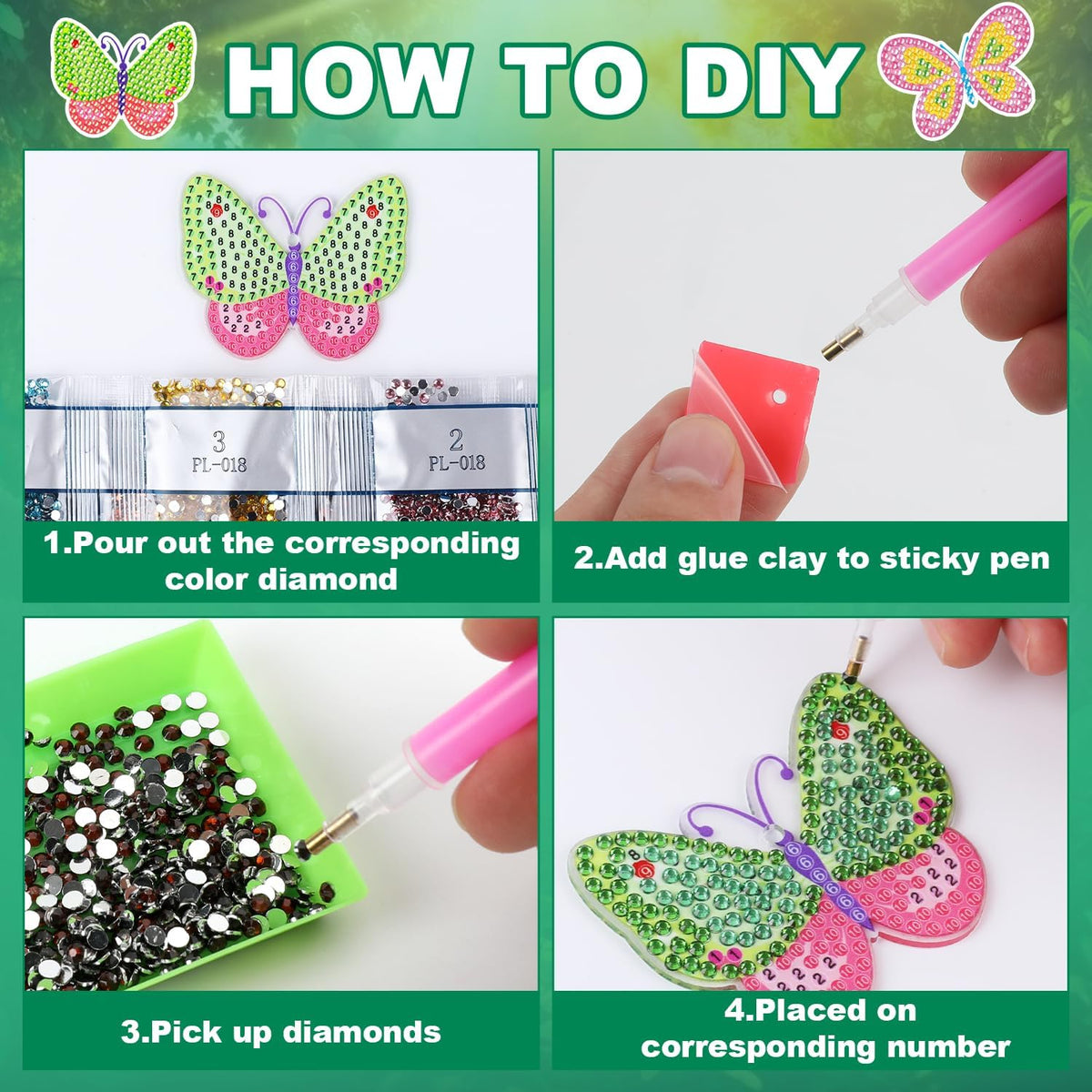 Labeol Diamond Art Kits for kids 5D Diamond Creat Your Own GEM - butterfly - image 4