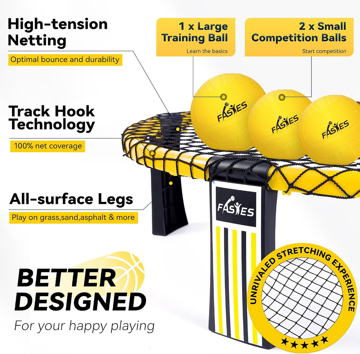 Fastes roundnet game set with round net, three balls and carrying bag - view 6
