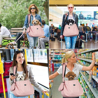 Ownpets Pet Dog Sling Carrier Bag Adjustable Padded Strap Dog Hand Free Safe Mesh Pet Carrier for Small Medium Dog Cat (Pink)