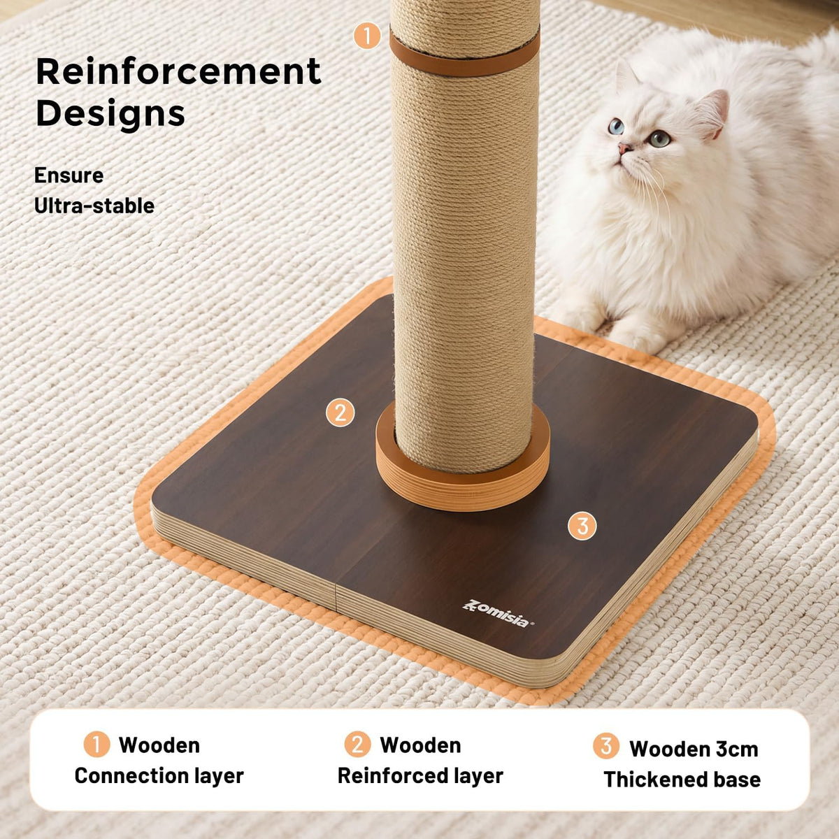 35'' Tall Cat Scratching Post for Indoor Cats Adults – Essentials for Cats - Brown - image 3