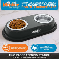 Master Pet Supply Double Dog Bowls Set with Elevated Base Black Velvet – Essentials for Dogs - Black Velvet - image 2