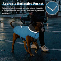 Waterproof windproof dog winter coat with fleece lining and reflective stripes - view 4