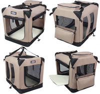 EliteField 3-Door Soft Dog Crate with Bed & Carrying Bag – Essentials for Dogs - Khaki / 30.0"L x 21.0"W x 24.0"H - image 3
