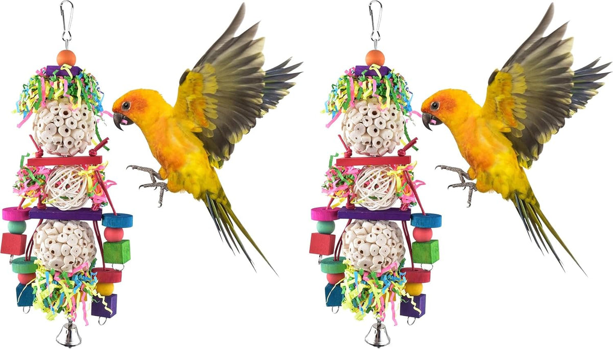 Bissap 2PCS Conure Toys, Foraging Bird Chew Sola Balls Toy for Small Parrot – Essentials for Birds - 1 PCS (Pack of 2)