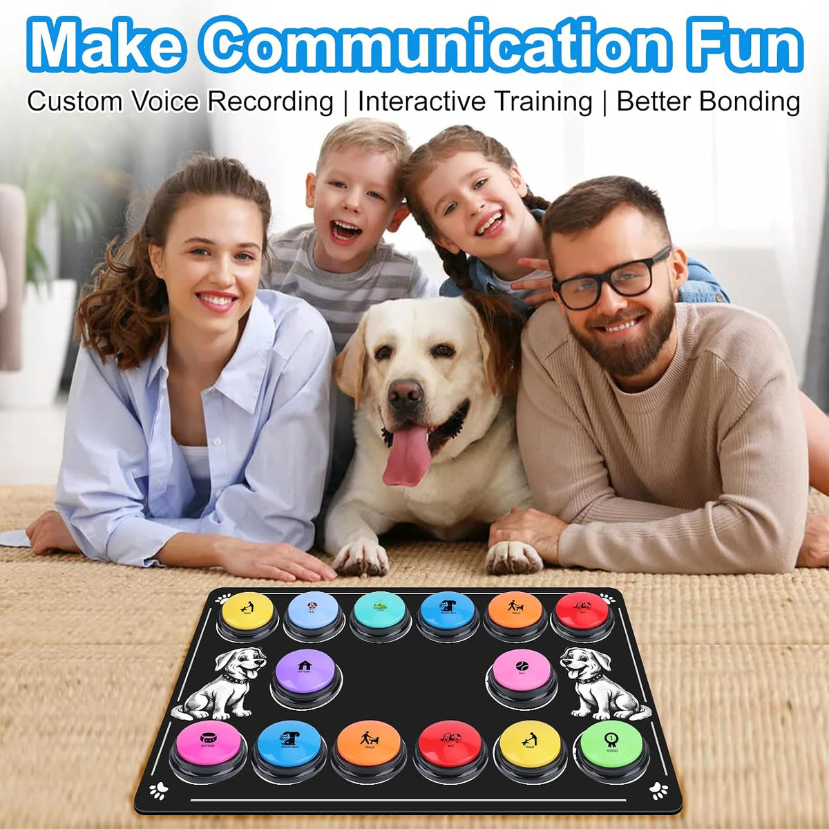 Dog Buttons for Communication, 10 Color - 10 colors,14 pcs - image 3