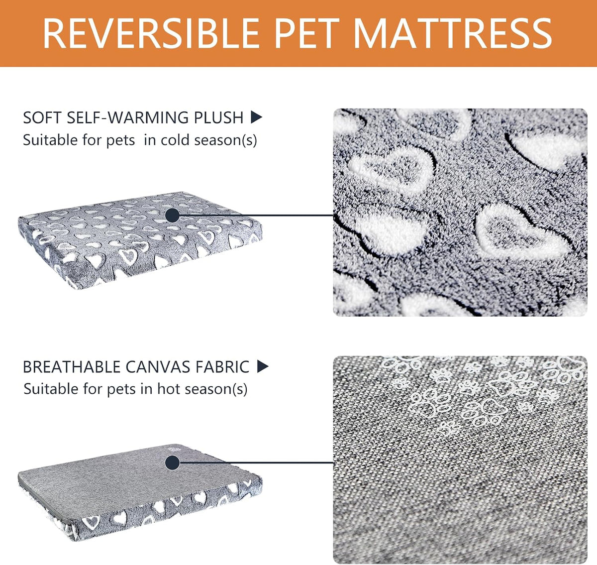 VANKEAN Waterproof Reversible Crate Mat Cool/Warm Washable Joint - L / Grey - image 3