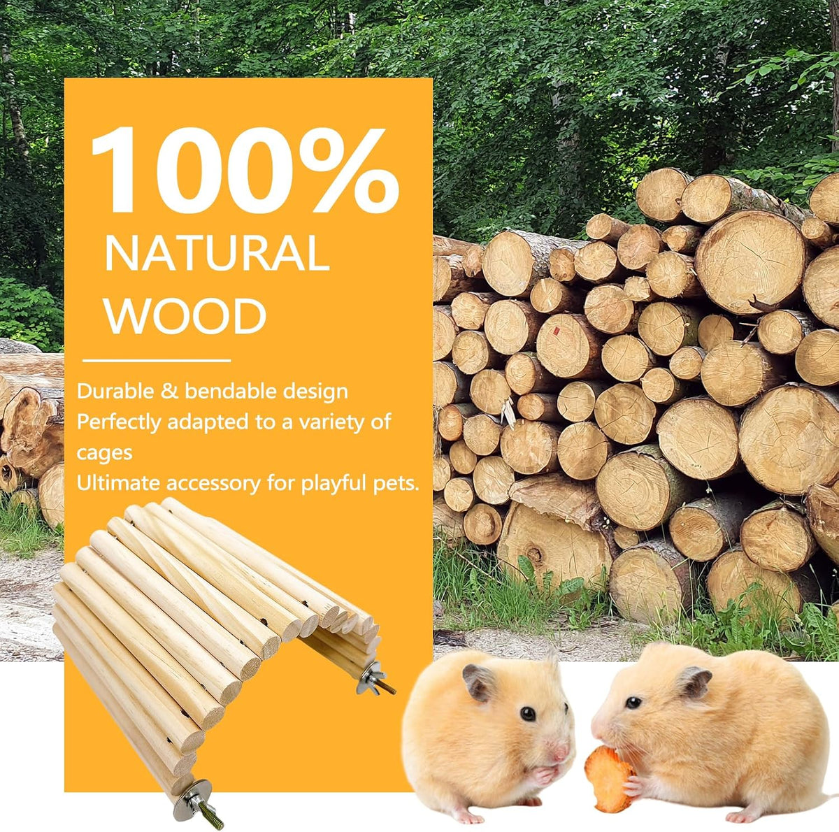 2Pcs Chinchilla Wood Ledge Hamster Wooden Flexible Platform Perch - 9.8 × 5.9 inch - image 2
