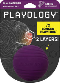 Playology Durable Large Dual Layer Dog Ball, Peanut Butter Scent - Jumbo / Bacon