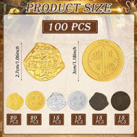 Hanaive 100 Pcs Metal Pirate Treasure Coins - Multicolor / Groovy - image 2