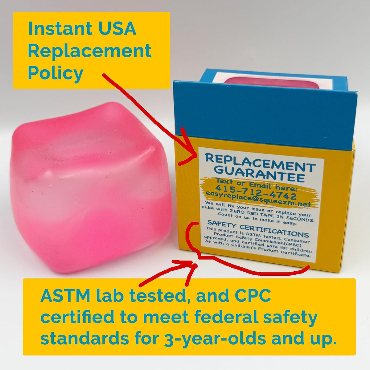 Original BigBlok Premium Stress Cube, Squishy Fidget Toy - Pink - image 3