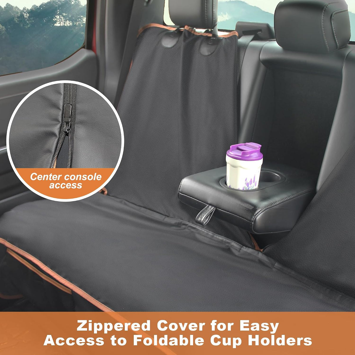 Dog Car Seat Covers for Back Seat - Bench-61"W / PU leather-Black - image 4