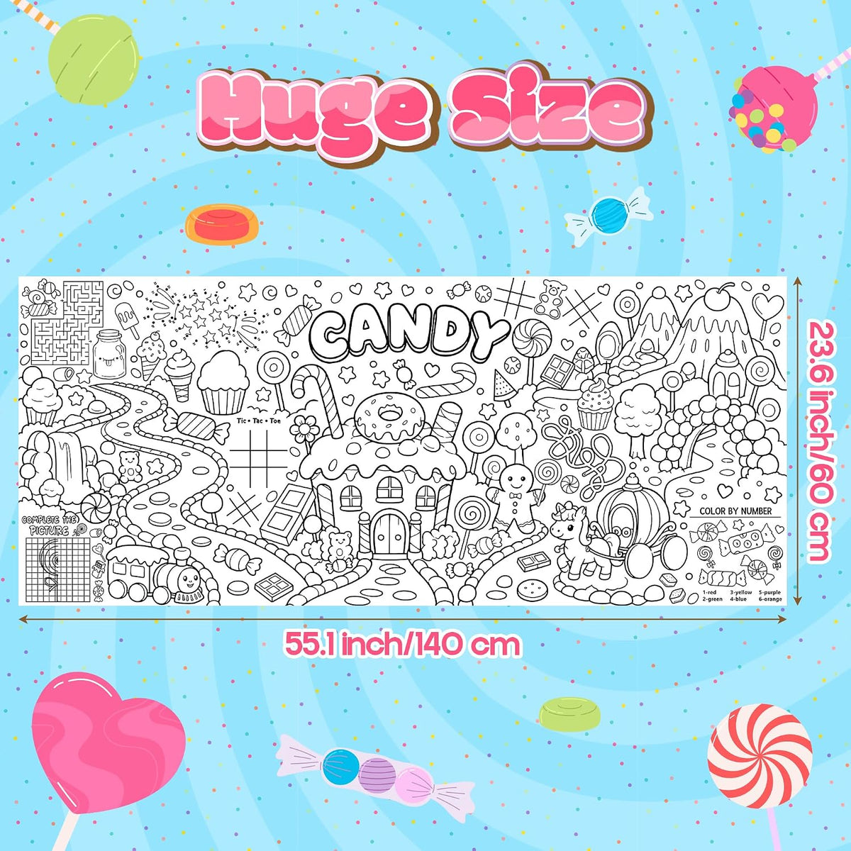 Dvbonike Jumbo Mandala Coloring Poster Giant Flower DIY Drawing Paper - Candy - image 2