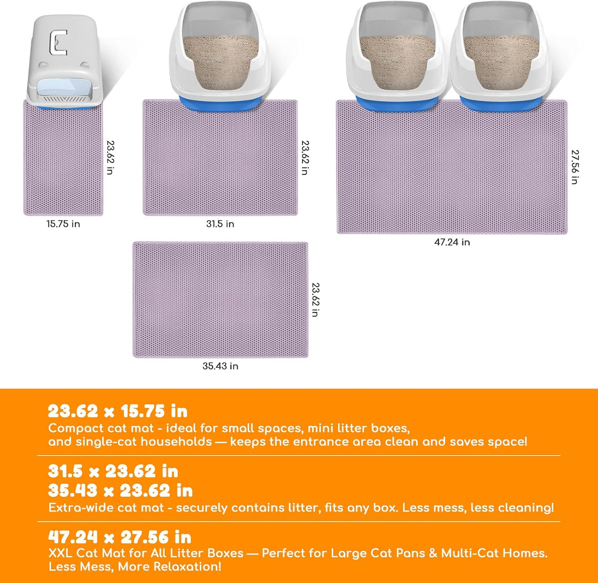 blissstorm purple 24 x 16 inch double layer EVA cat litter mat - view 2