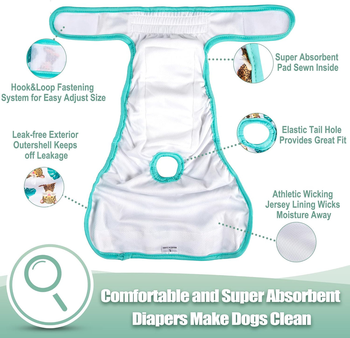 wegreeco Washable Reusable Premium Female Dog Diapers - Large / The King of Forest - image 3