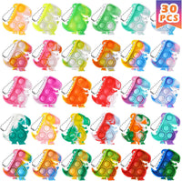 PICcircuit 30 pack mini pop fidget keychains in multicolor shapes for party favors - view 3