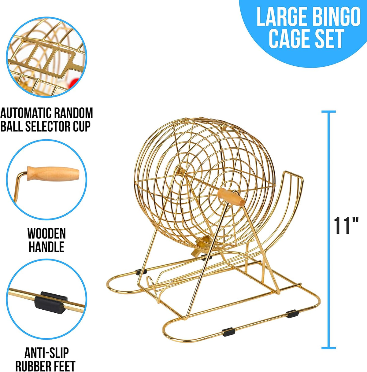Regal Games Deluxe Bingo Game Set with Cage, Board, Balls - Professional Gold 18 Card - image 4