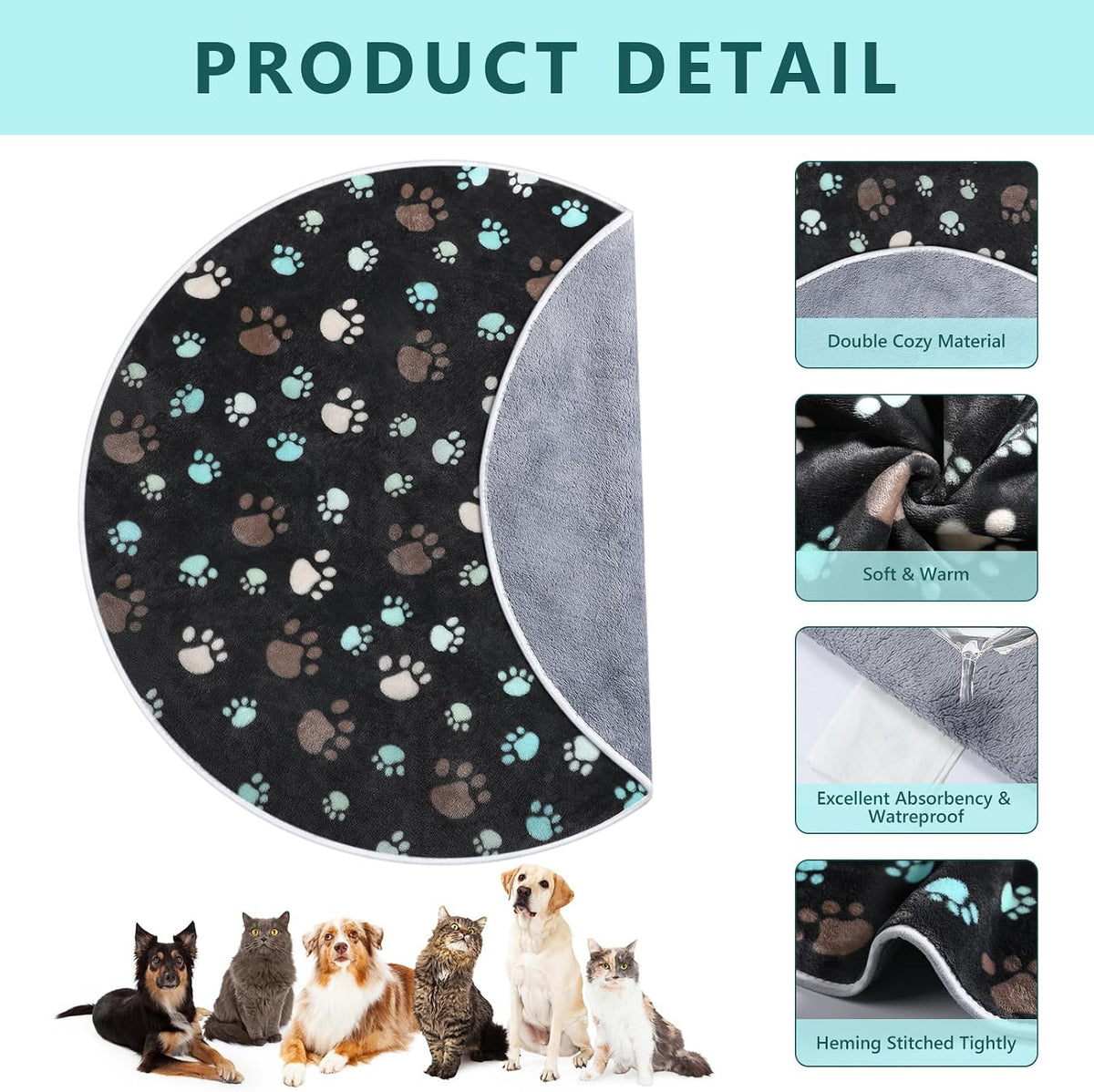 4 Pack Washable Whelping Pad Whelping Supplies Absorbent Reusable - Dark Gray / 32 Inch - image 3