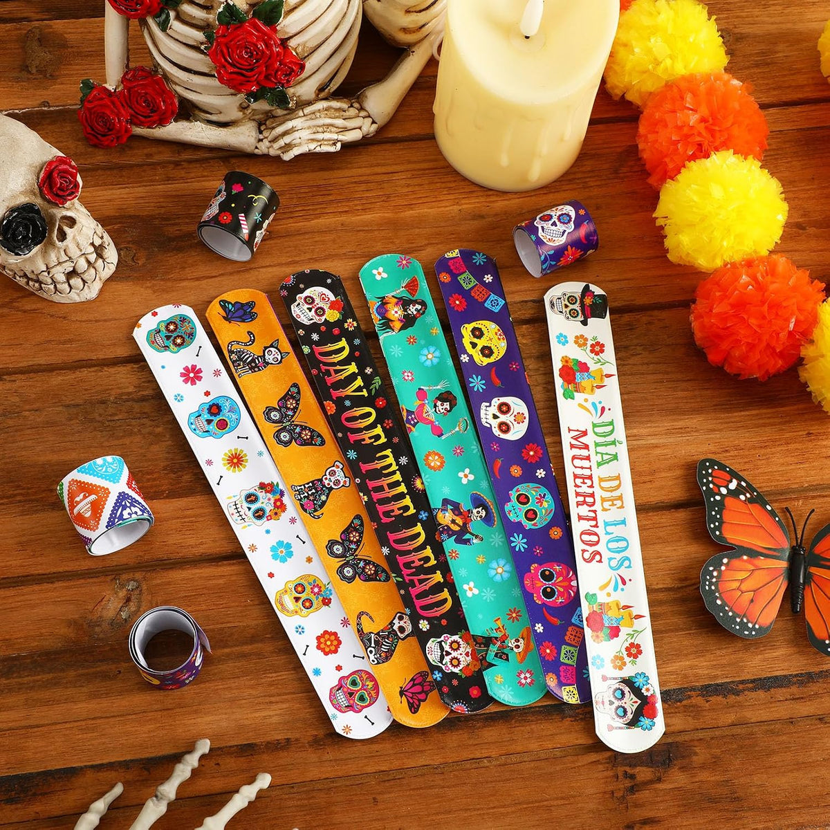 Junebrushs 56 fall Thanksgiving slap bracelets with turkey, pumpkin and leaf designs - view 25