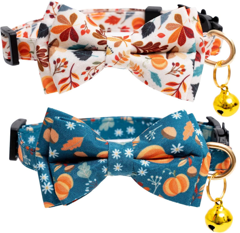 2 Pack Breakaway Fall Cat Collar with Bow Tie Orange Green – Essentials for Cats - Orange&blue