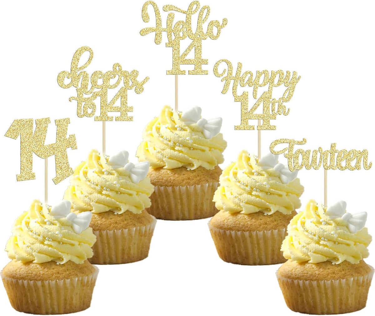 30pcs 16th Birthday Cupcake Toppers - 14th / Gold