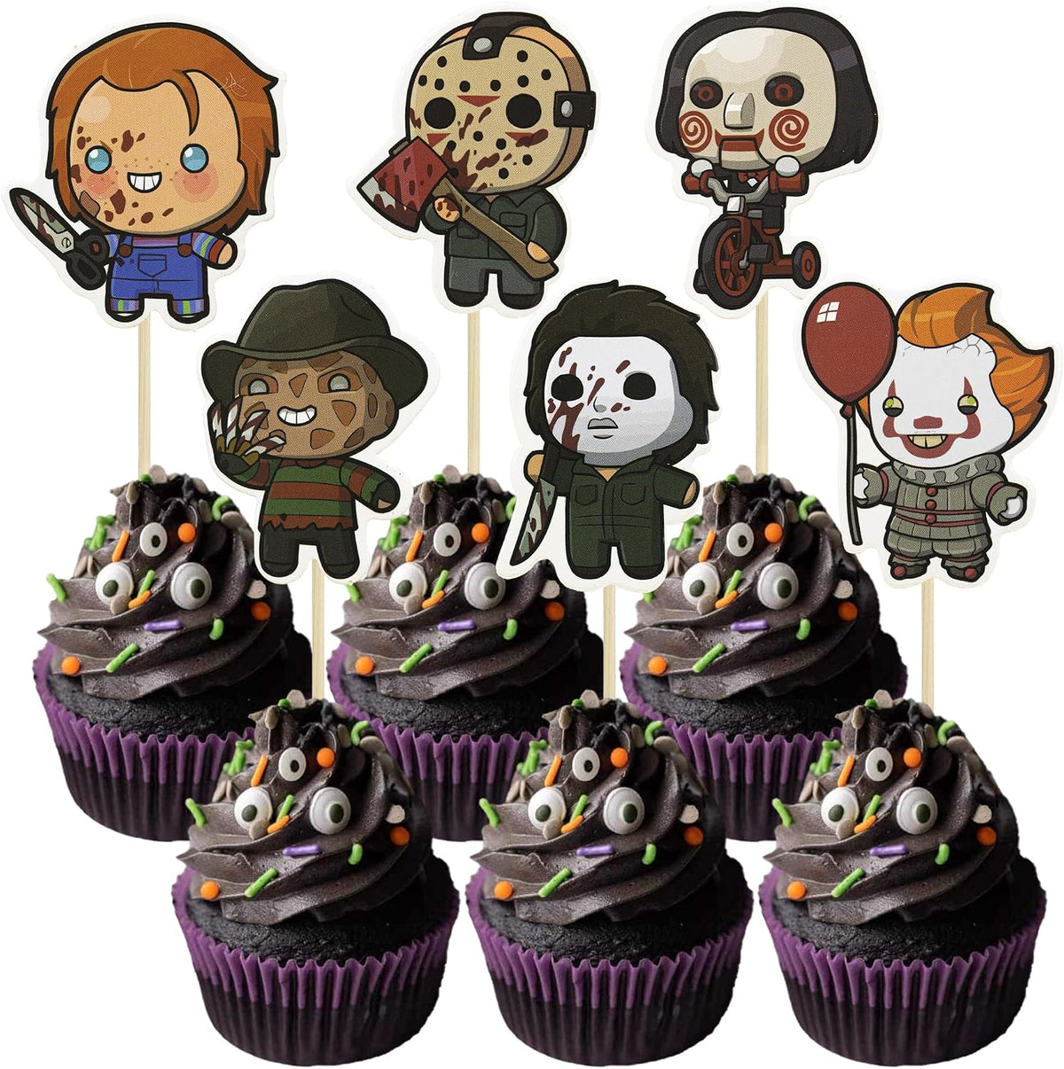 Gyufise 24Pcs Halloween Bat Cupcake Toppers Black Glitter Bat - Dark Colors
