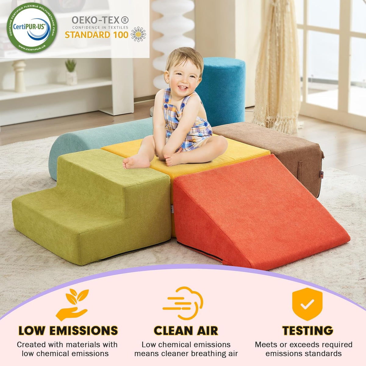 jela 6-piece soft foam climbing blocks for toddlers in brown - view 16